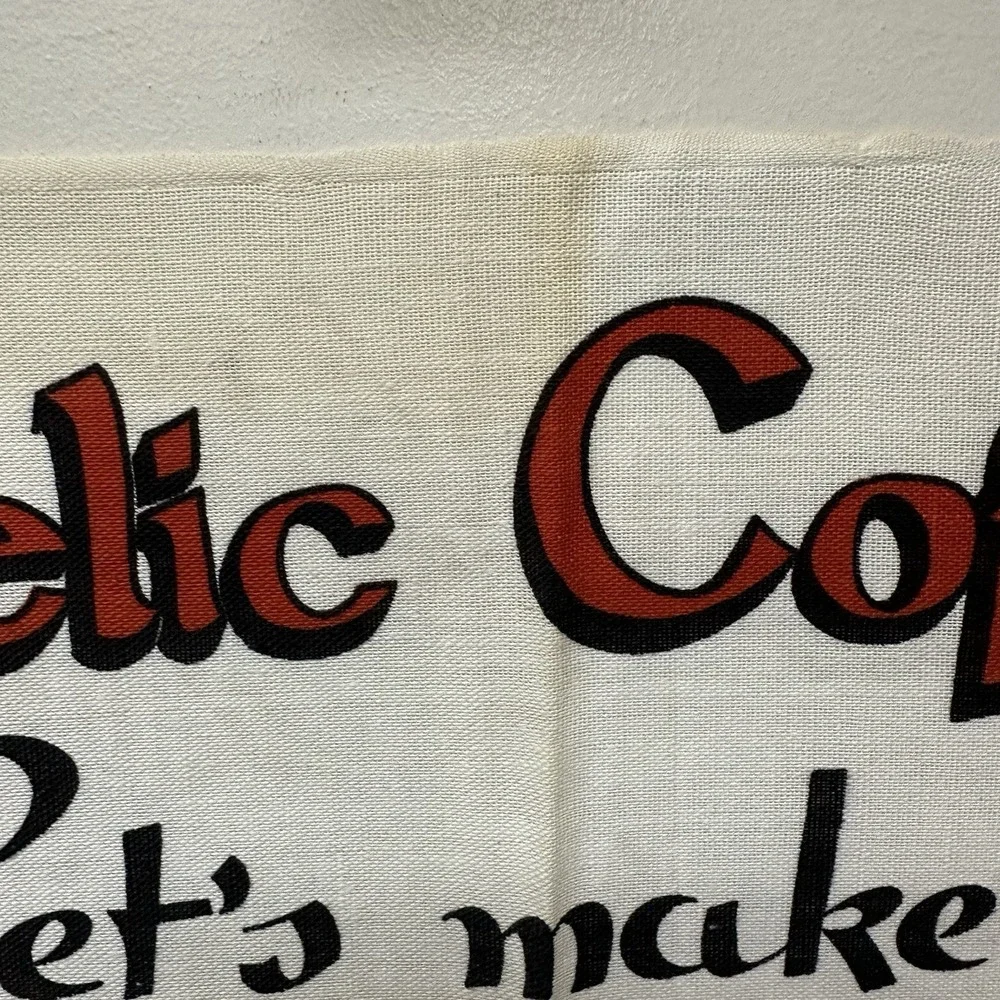 Vtg Irish Linen Tea Towel Gaelic Coffee Leprechaun Wall Hanging Made Ireland